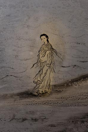 Eight Views of Paradise Interrupted (detail), 2017 
Chinese ink and paint on acrylic glass