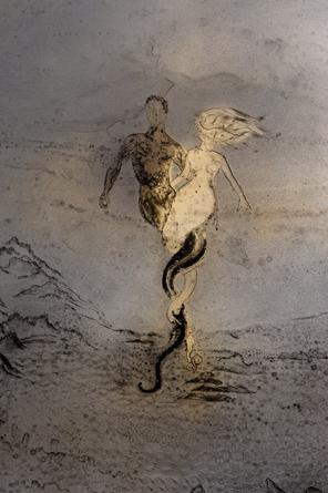 Eight Views of Paradise Interrupted (detail), 2017 
Chinese ink and paint on acrylic glass
