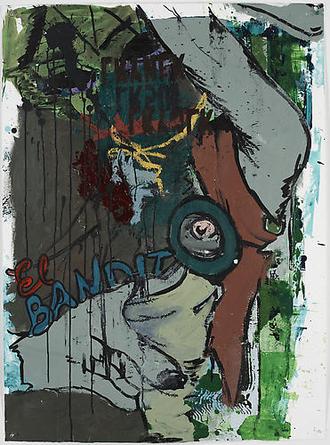 El Bandito
2008
Acrylic and mixed media collage on paper
47 ¼ x 34 ¾ in