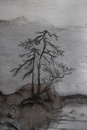 Eight Views of Paradise Interrupted (detail), 2017 
Chinese ink and paint on acrylic glass