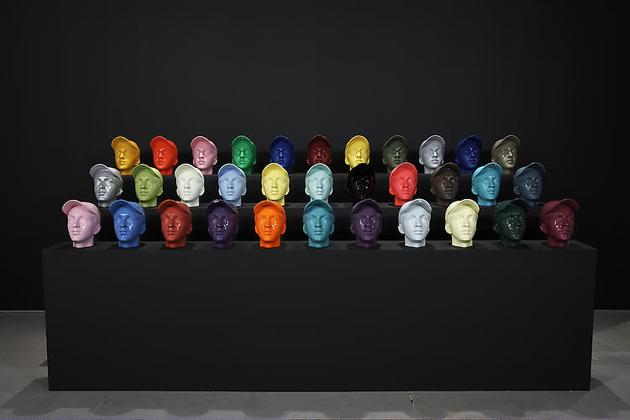 PERMANENT THIRTY-THREE, Installation view
2008
Painted bronze
11 x 6 1/4 x 9 1/2 inches
Series of 33 unique colors