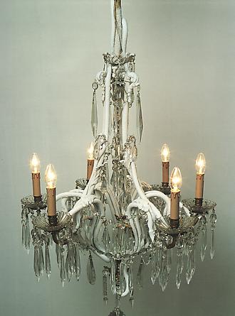 Dripping Crystal, 2001
Early 20th Century French crystal chandelier, refrigeration unit, copper pipe
Height: 59 inches