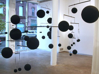 Mobile
Installation view at Sandra Gering Gallery, 2005
Plastic, paint, aluminum, nylon
25 spheres
Dimensions variable