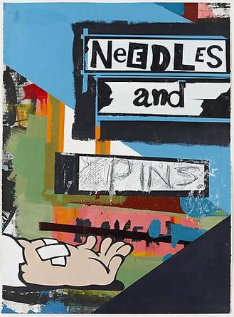Needles And Pins
2010
Acrylic & screenprint on paper
30 x 22 inches
33 3/4 x 25 3/4 inches (framed)