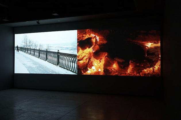 A Current History 
Installation view, 2007
2 channel HD projection
5.1 surround sound
39 minutes
