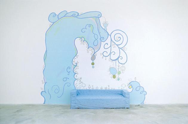 Nice and Easy, 2002
acrylic on wall, couch
Le Consortium
Dijon, France