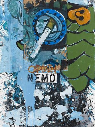 Captain Nemo
2008
Acrylic and mixed media collage on paper
47 ¼ x 34 ¾ in