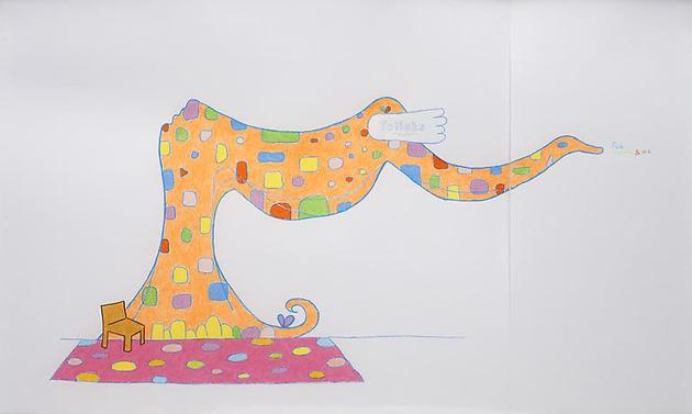 Toilets for Mama and Me, 2008
Colored pencil on paper
14 x 22 3/4 inches