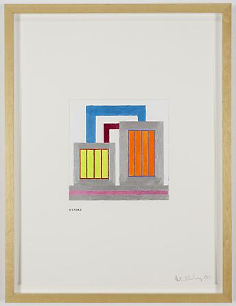 Untitled, 2005
Acrylic & Day-Glo acrylic on digitally printed paper
22 x 16 inches