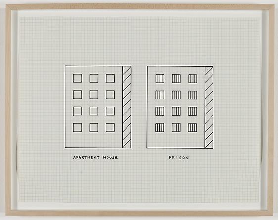 Apartment House, Prison, 1981
Pen on graph paper
17 x 22 inches