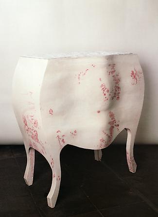 Sacred, 1993
MDF, gesso, watercolor, tin plate, refrigeration unit
48 x 50 x 21 1/2 inches