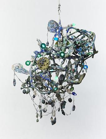 RANDY WRAY
Dark Matter
2007
Steel, paper-mache, electric lights, resin, quartz crystals, epoxy clay, acrylic paint, glass glitter
37 x 26 x 25 inches