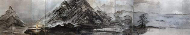 Eight Views of Paradise Interrupted, 2017, Chinese ink and paint on acrylic glass