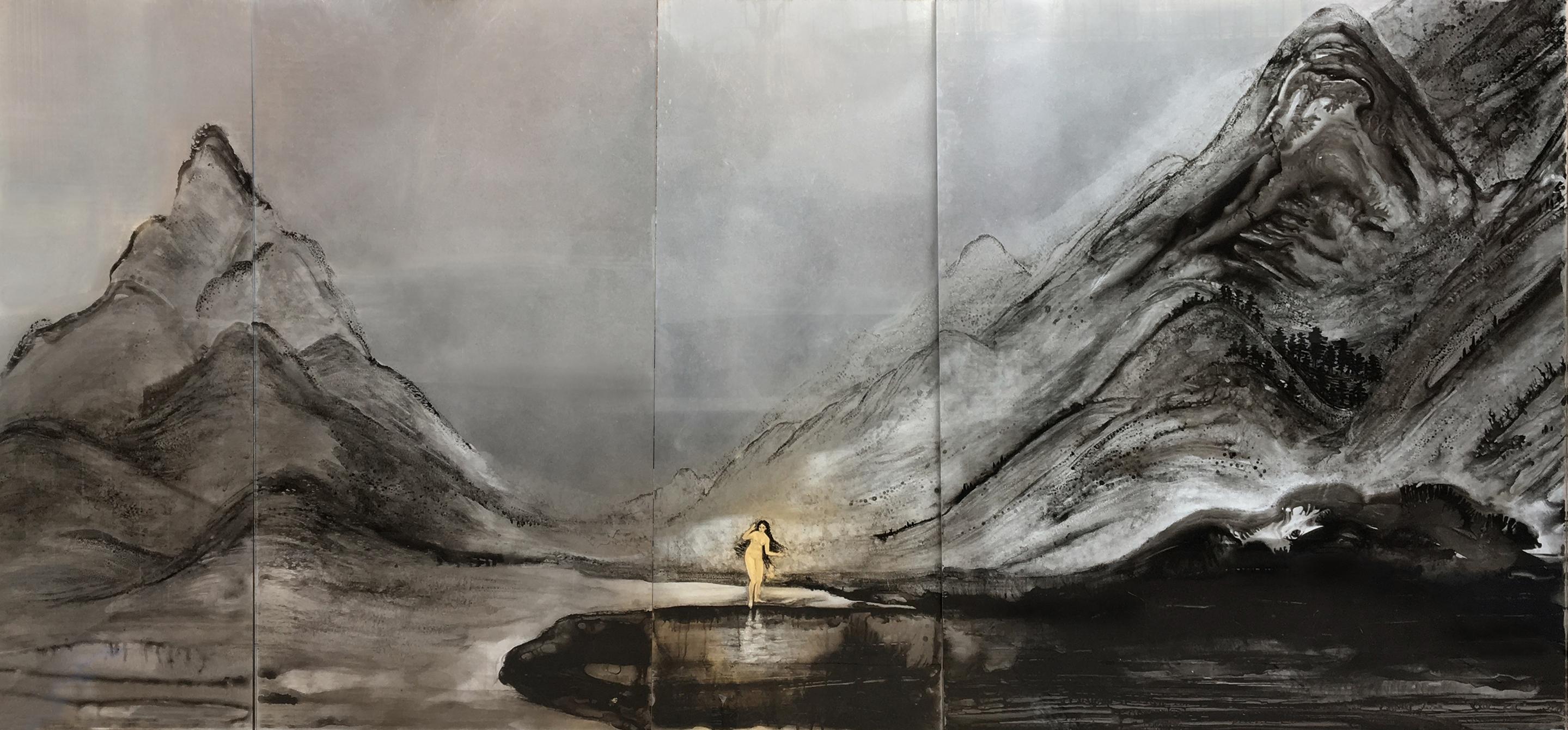 Eve at the Pond, 2017
Chinese ink and paint on acrylic glass
48 x 106 inches
SGI3377