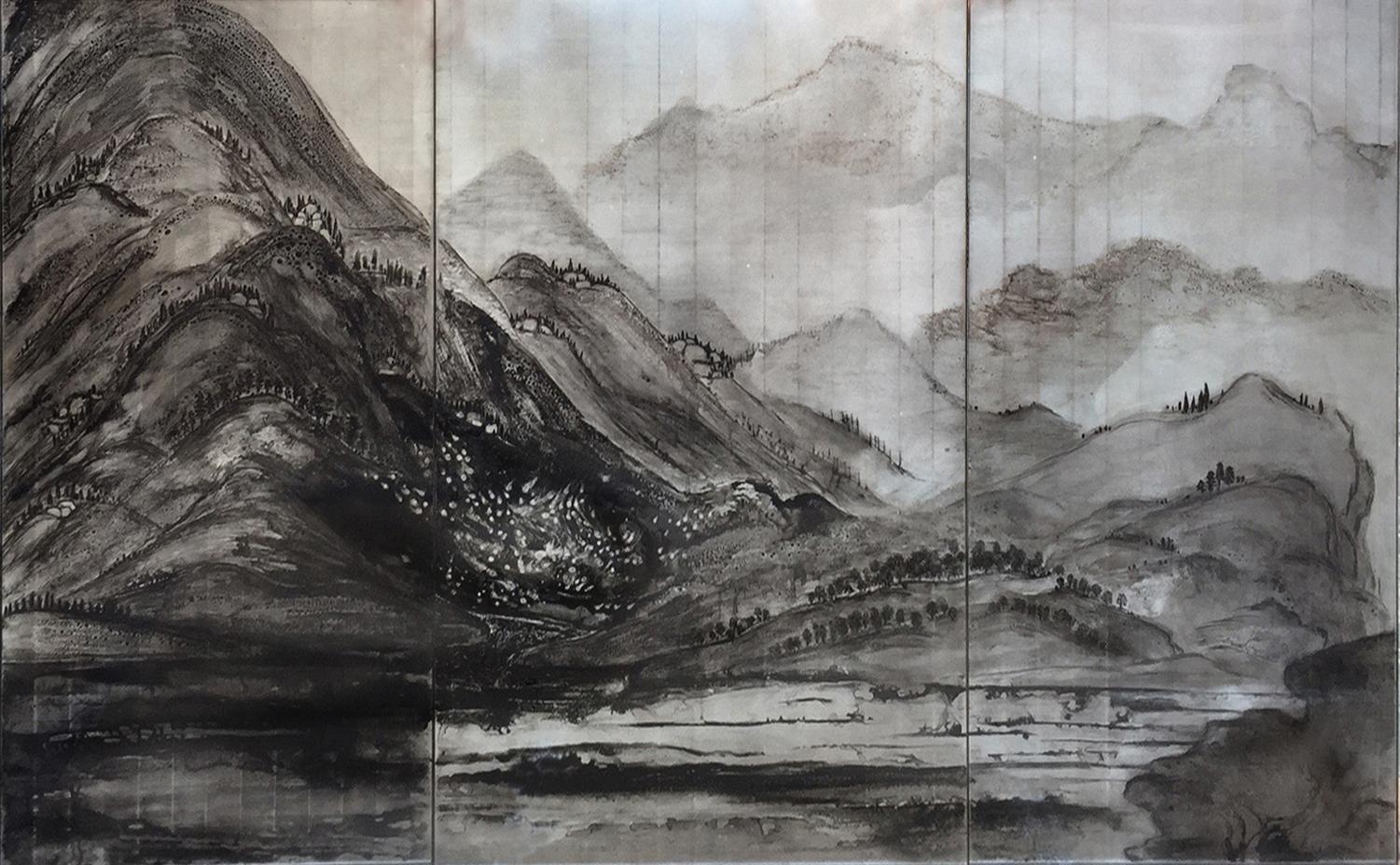 Birth of the Fireflies, 2017
Chinese ink and paint on acrylic glass
48 x 78 inches
SGI3378