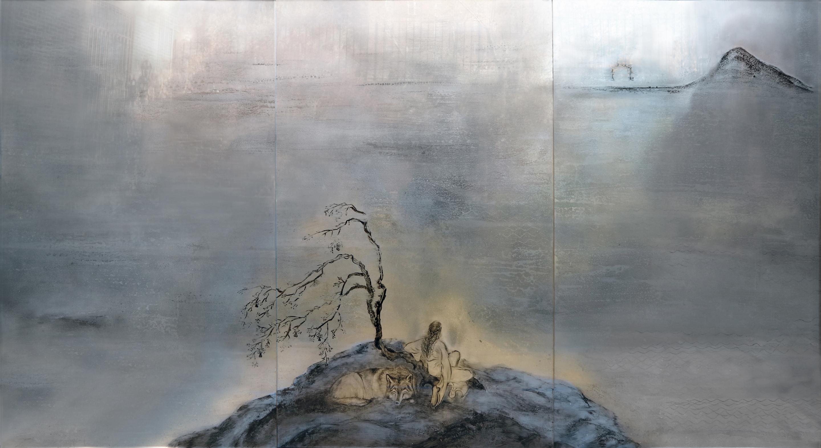 But be Gently at Ease, 2017 
Chinese ink and paint on acrylic glass
48 x 90 inches
SGI3380