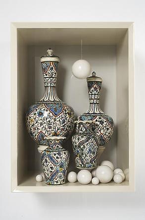 Turkish Delight
2008
Wood, lacquer, glazed ceramic, nylon thread
21 3/4 x 15 3/4 x 12 in