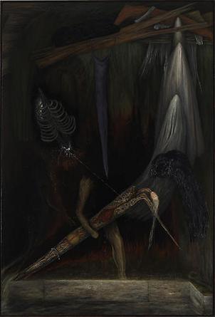 DAN BURKHART
Entombment, The Last Gasp
1979-91
Oil on canvas
82 x 55 ¾ in