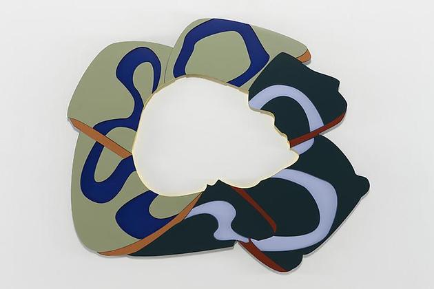 HeadWater
2009
Trupan Ultralight, Plastic laminate (Abet & Formica), Flashe paint
45 x 51 1/2 x 1/2 inches