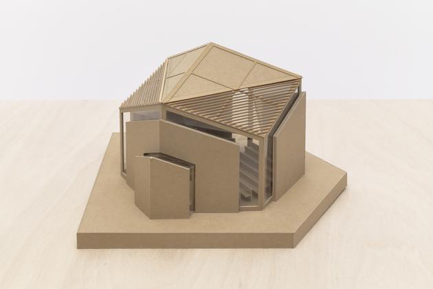 ALEXANDER GORLIN
Model for Temple Sinai, Roslyn, NY, n.d.
Cardboard, plexiglass, wire mesh
10 x 16 1/2 x 15 1/2 inches