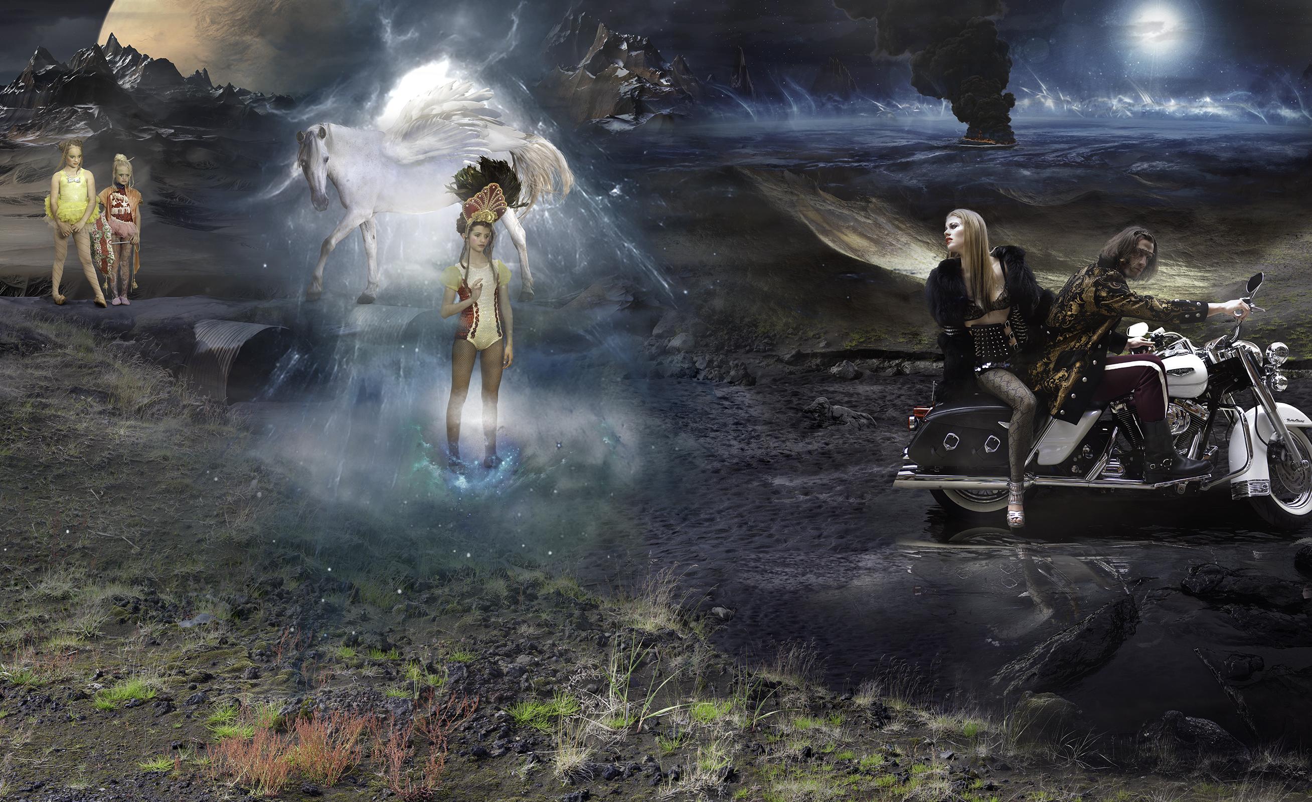 Bandit (Of her delights she unto him betrayed), 2014, Fuji Chrystal archive print mounted to Dibond and face-mounted to plexiglass inside silk covered frames with bronze corner bracket, edition of 5, 52 x 85 inches, or, 52 x 66 inches framed; edition of 8, 32 x 51 inches, or, 32 x 43 inches framed