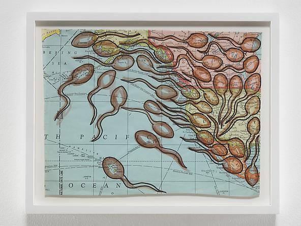 radio amnesia pt 2: a survey of works on paper 1997-2013
David Wojnarowicz
Untitled (Sperm Map I), n.d.
Ink on map
9 1/2 x 12 inches
GLG2448