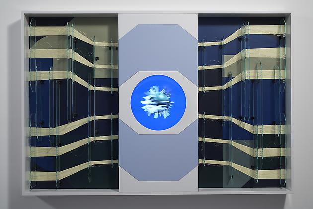 Chip, 2007
Custom software, LCD screen, Formica, mirrored acrylic plastic, gold-plated wire, lacquered wood, hardware
49 1/2 x 73 1/2 x 6 inches
SGI622