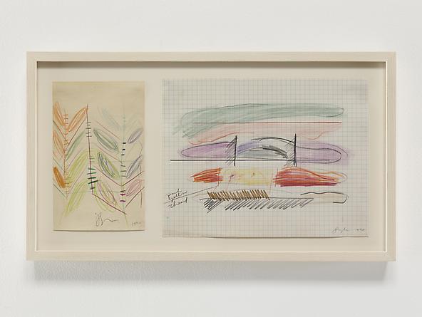 Stroke Diagram Diptych, 1970
Colored pencil, pastel & graphite on paper
Left sheet: 8 x 5 inches
Right sheet: 8 1/2 x 11 inches
GLG2364