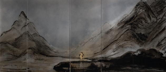 Eve at the Pond, 2017
Chinese ink and paint on acrylic glass
48 x 106 inches
SGI3377