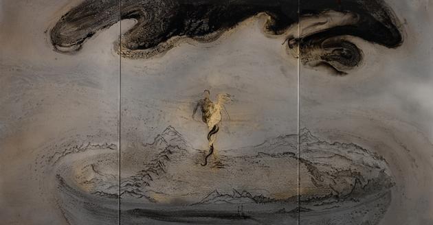 Coming into Being, 2017
Chinese ink and paint on acrylic glass
48 x 91 inches
SGI3383