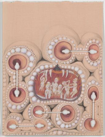 Hygiene (2), 2015
Acrylic, colored pencil, ink, collage, Q-Tips, thread & gouache on paper
12 x 9 inches
SGI3143