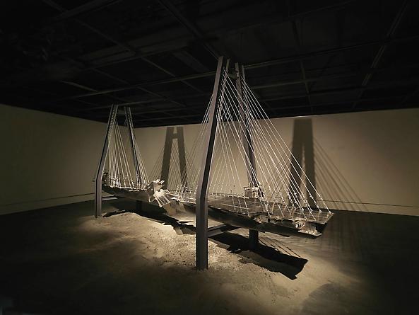 Bridge, 2006
Stainless steel, steel cables, iron, paint
12 x 26 x 5 feet
SGI2761