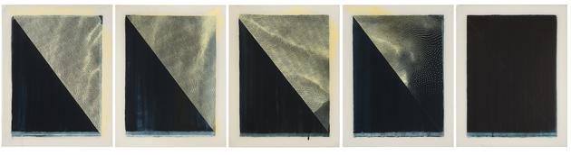 LINN MEYERS Untitled, 2016, ink on mylar in five parts, 16 1/2 x 13 inches each, SGI3327.