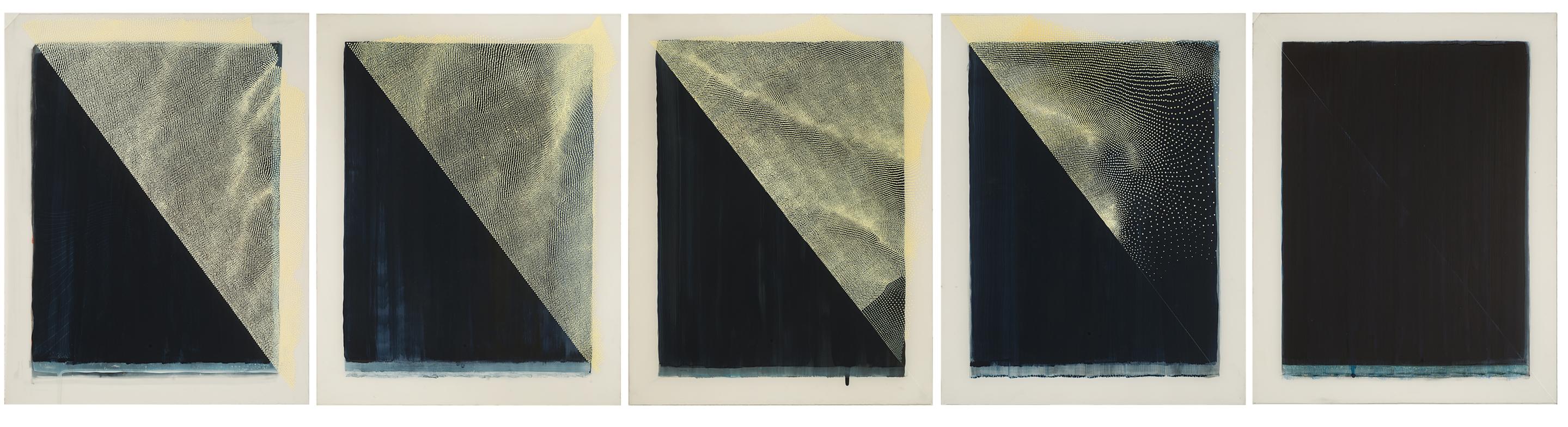 LINN MEYERS Untitled, 2016, ink on mylar in five parts, 16 1/2 x 13 inches each, SGI3327.