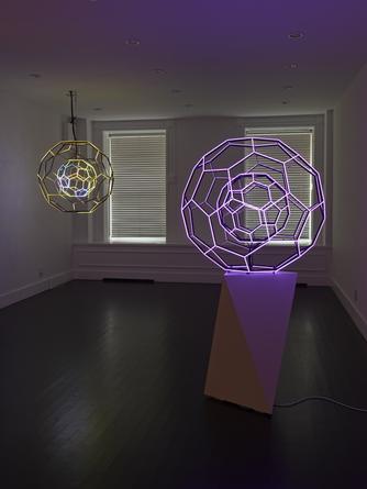 Installation view: Leo Villareal, Buckyball, 2014