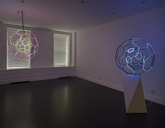Installation view: Leo Villareal, Buckyball, 2014