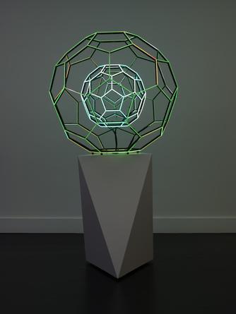 Buckyball, 2014
LEDs, custom software, electrical hardware
36 x 36 x 36 inches
Edition of 3
Base: 36 x 24 x 24 inches