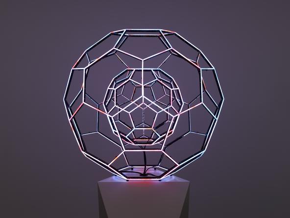 Buckyball, 2014
LEDs, custom software, electrical hardware
36 x 36 x 36 inches
Edition of 3
Base: 36 x 24 x 24 inches