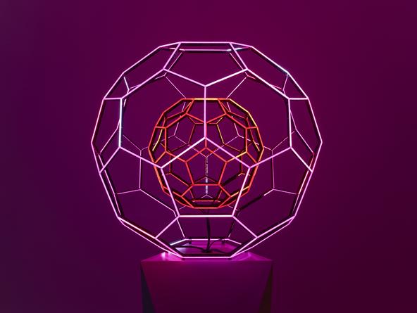 Buckyball, 2014
LEDs, custom software, electrical hardware
36 x 36 x 36 inches
Edition of 3
Base: 36 x 24 x 24 inches