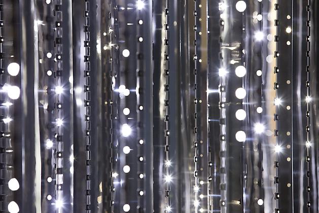 Cylinder (detail), 2011
White LEDs, mirror finished stainless steel, custom software, electrical hardware
12 x 9 x 9 feet
Unique, site specific