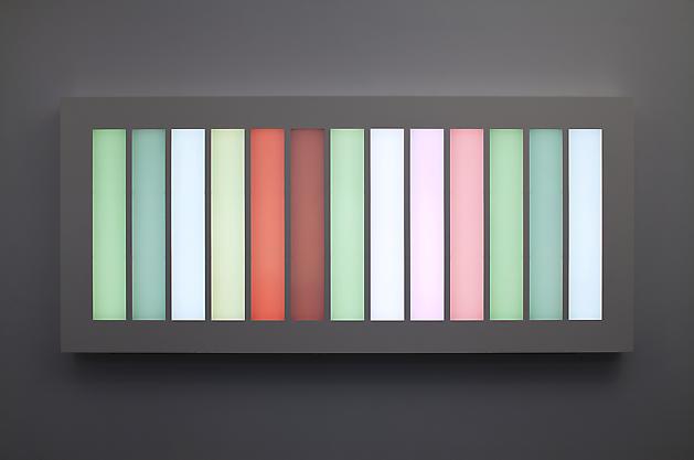 LEO VILLAREAL
Coded Spectrum, 2012
LEDs, aluminum, Plexiglas, custom software, electrical hardware
30 3/4 x 69 x 5 inches
Edition of 5