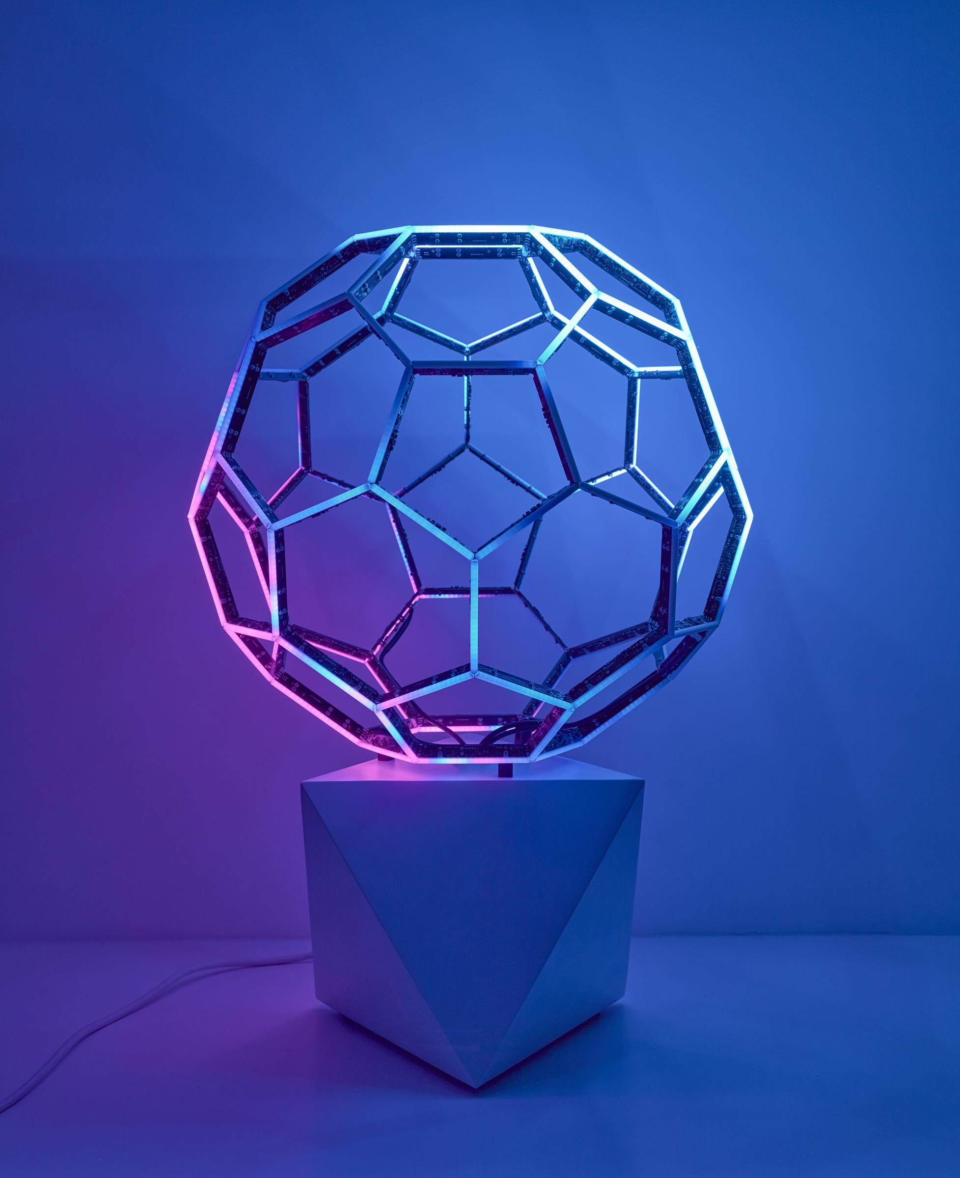 LEO VILLAREAL
Buckyball, 2013
LEDs, custom software, electrical hardware, base
29 x 19 3/4 x 19 3/4 inches
edition of 8
SGI2853