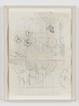 Barney Head with Butterfly, 2005
Acrylic, graphite & collage on handmade Khada paper
29 x 21 1/2 inches
GLG2476