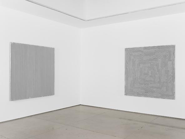 Installation view: Michael Scott, Black and White Line Paintings 1989-2011