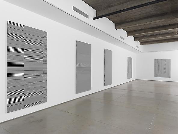 Installation view: Michael Scott, Black and White Line Paintings 1989-2011