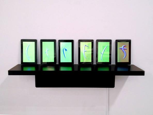 Expect Delays, 2014
Digital animation on six tablets with shelf
13 x 36 inches
Edition of 5
SGI2752