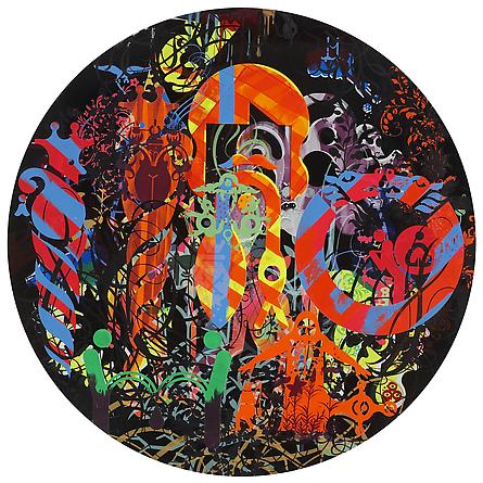 RYAN McGINNESS
Secret Sorrow, 2011
Oil & acrylic on wood panel
48 inches diameter
Courtesy Ryan McGinness Studio