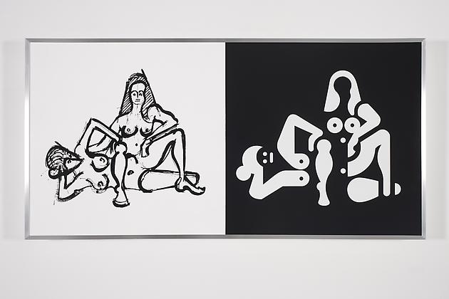 Women Sketch & Solution (Helena + Anna Catherine 1, Horizontal), 2012
Acrylic on wood in artist's frame
24 x 48 inches
GLG2144