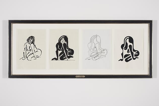Women Sketch Process Drawings (Christy 3), 2012
Ink & acrylic on various papers in artist's frame
24 3/4 x 61 1/4 inches
GLG2153