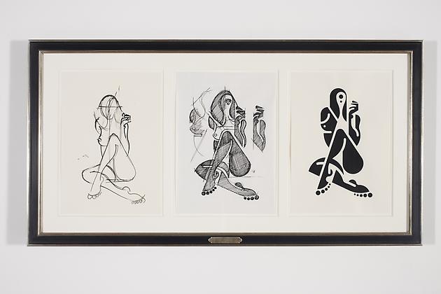 Women Sketch Process Drawings (Thea 2), 2012
Ink & acrylic on various papers in artist's frame
24 3/4 x 47 1/2 inches
GLG2155